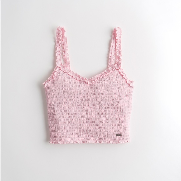 Hollister Tops - hollister pink ruffled crop tank